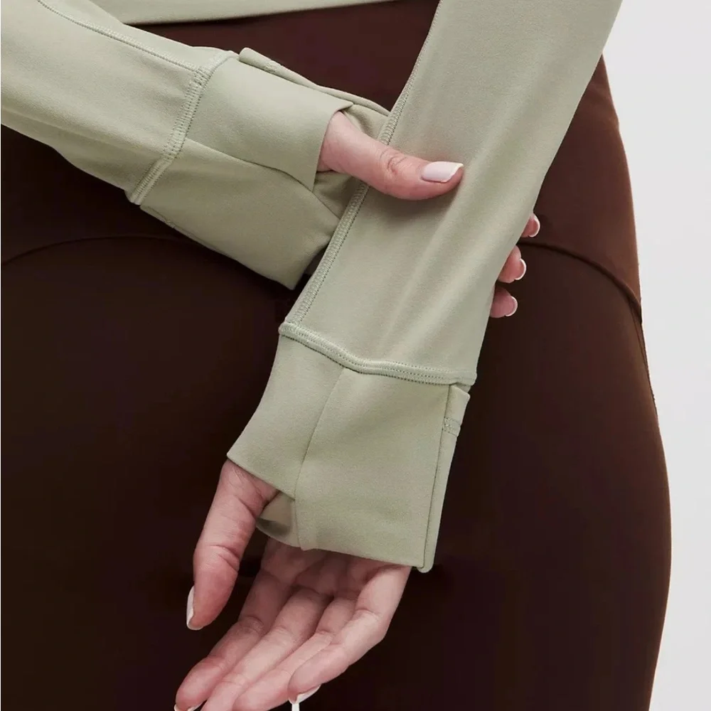 lululemon cropped define jacket in fog green with gold zippers - Picture 8 of 17